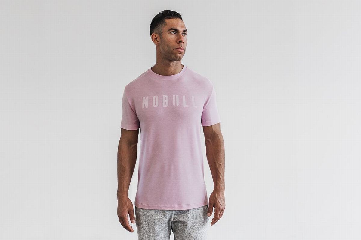 Nobull Men\'s T Shirts Pink | Australia (EY2016)